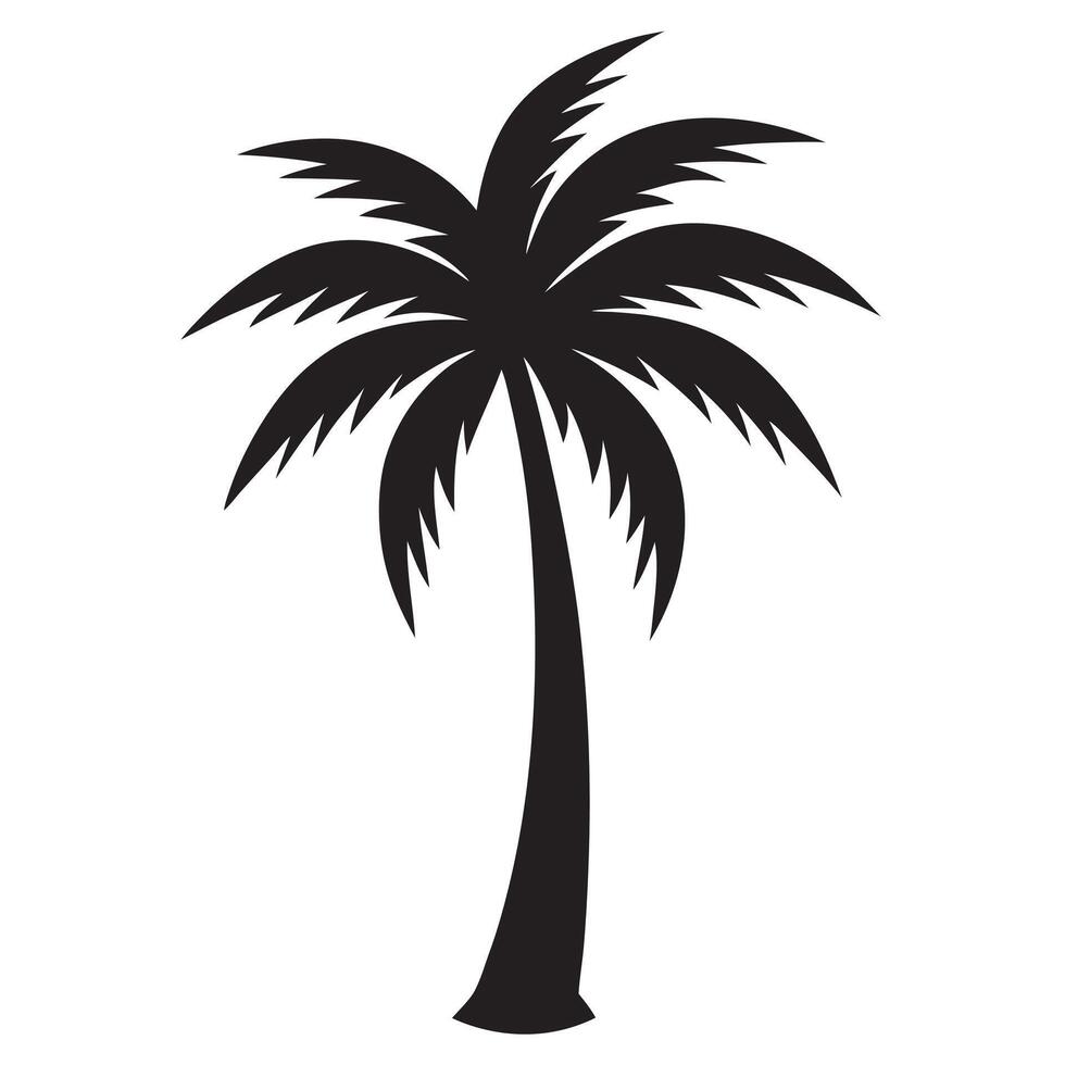 palm tree silhouette on white background vector