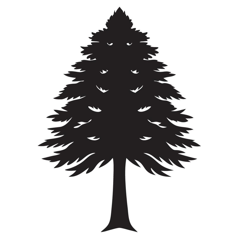 A black silhouette of a cypress tree vector