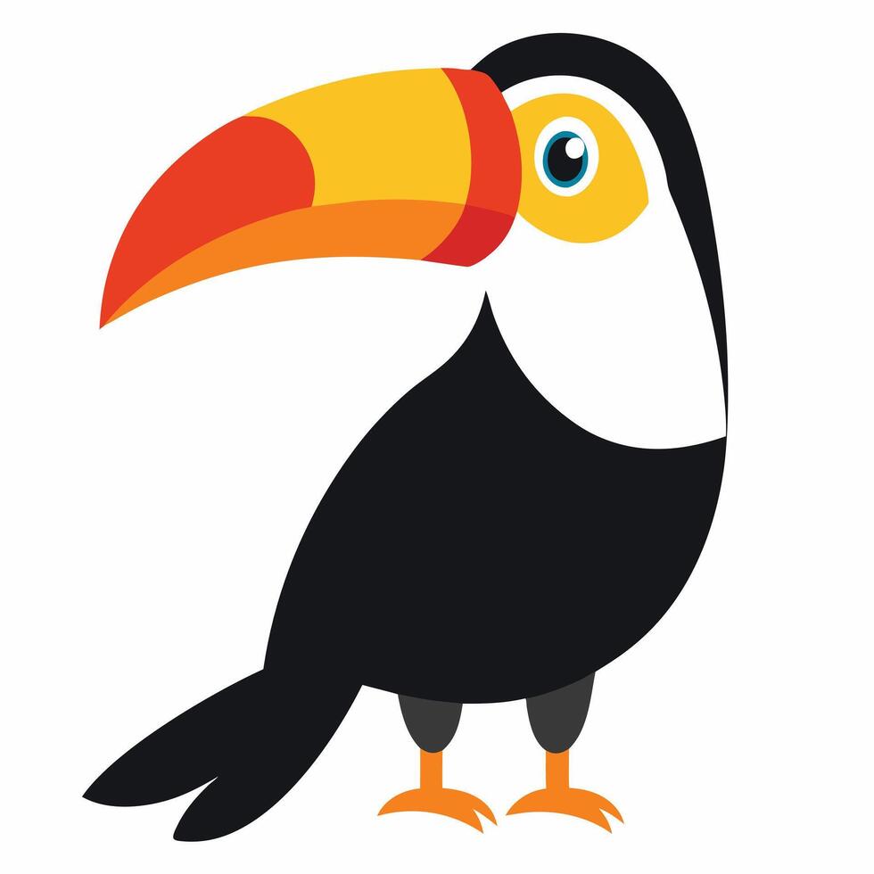 A cartoon toucan with a long beak and a red beak vector