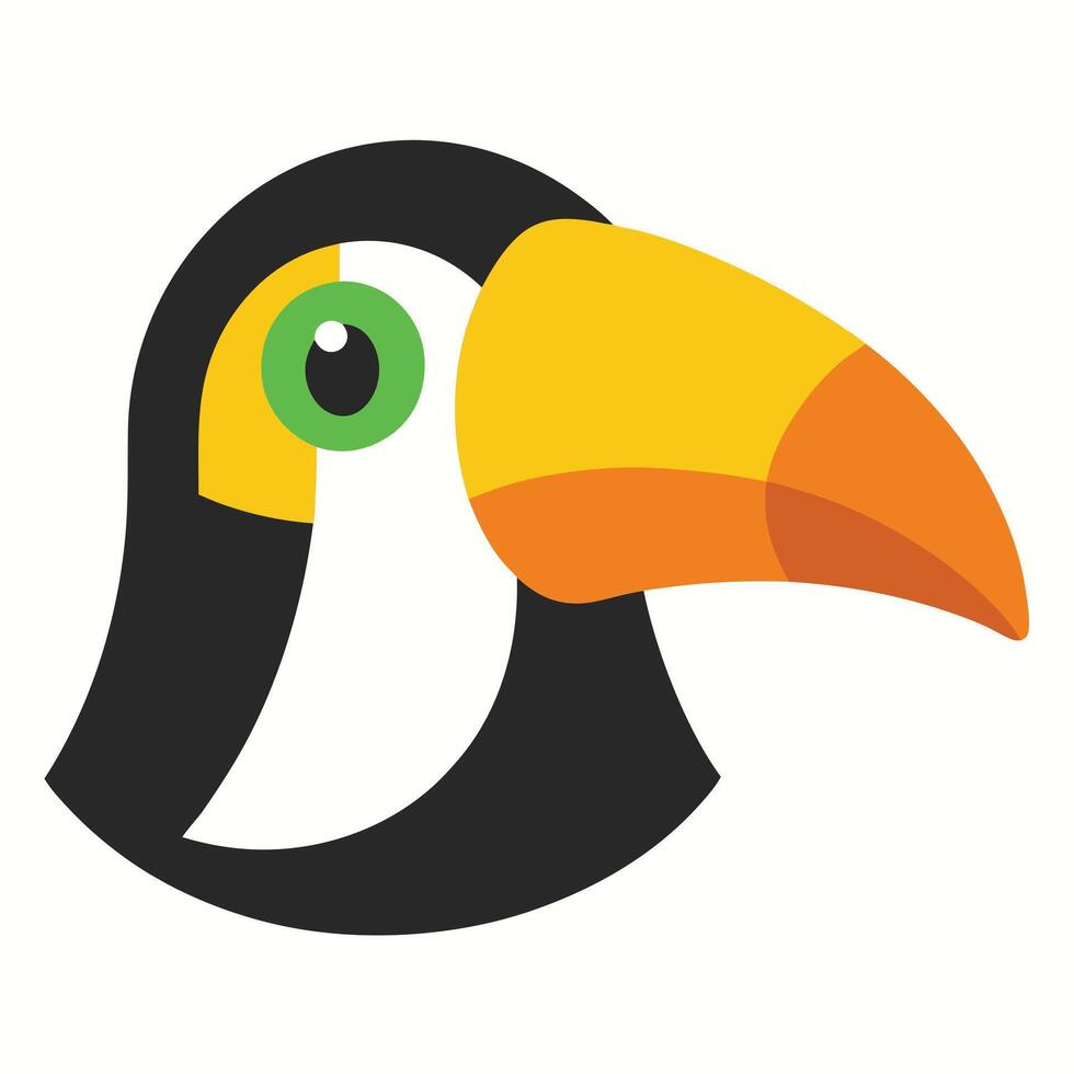 A toucan bird with a green beak and yellow eyes vector