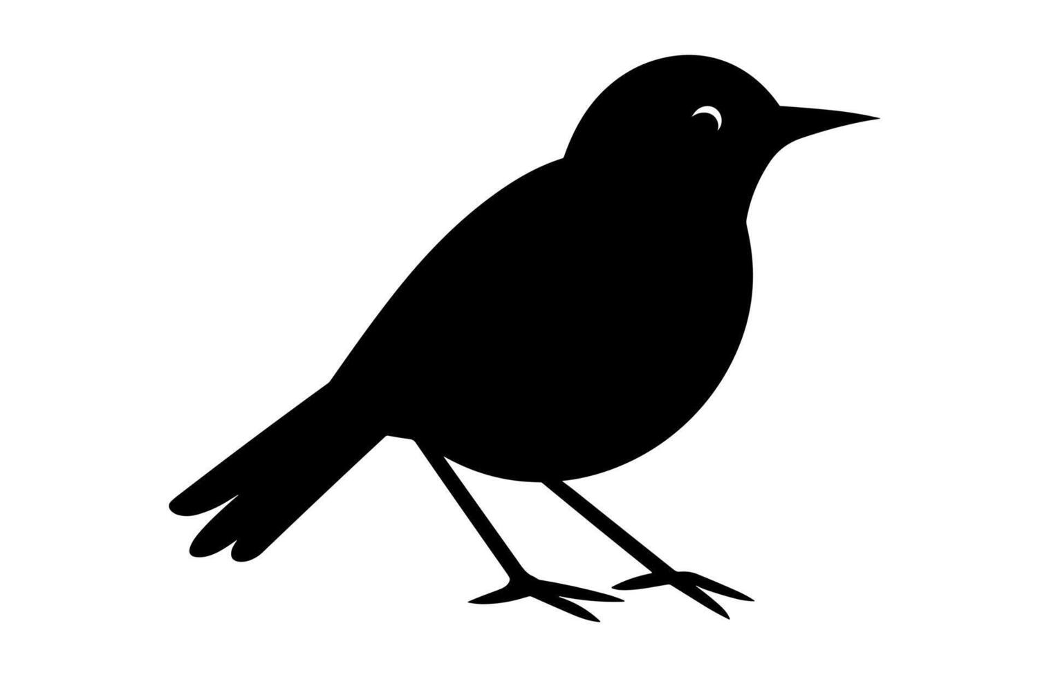 Nightingale Bird Black Clipart Silhouette vector