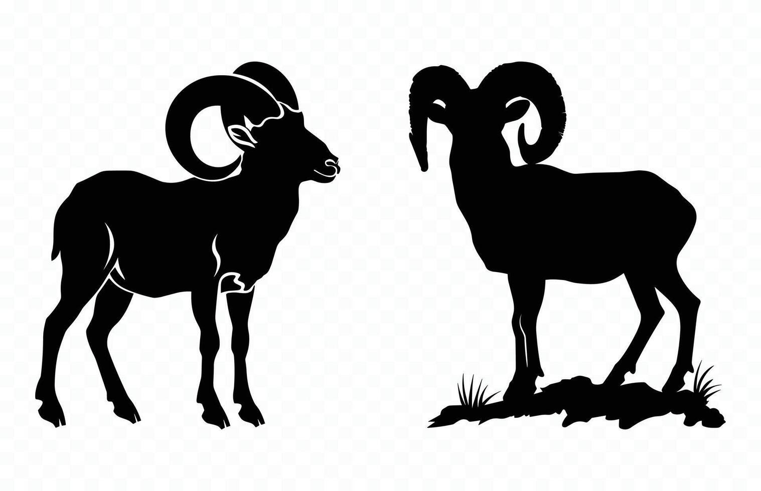 Bighorn Sheep Silhouette Black Clipart vector