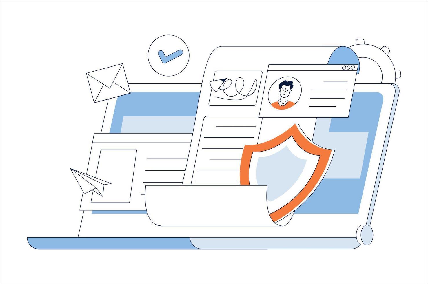 Digital signature and data protection and user engagement in digital marketing vector