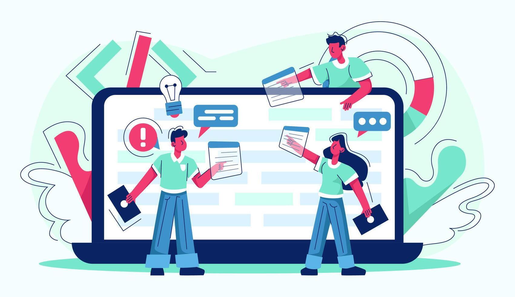 Programmers coding Engaging in Collaborative Technology Interactions to Foster Creative Ideas and Solutions vector