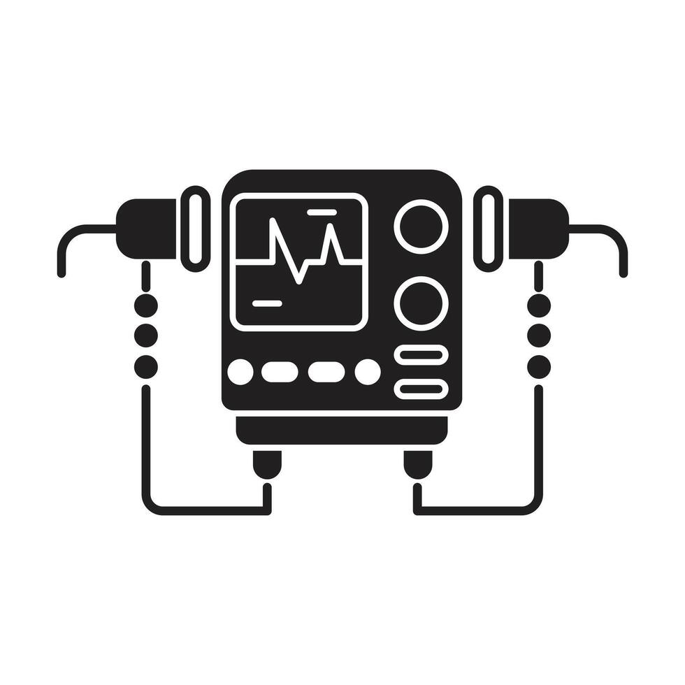Defibrillator medical device icon on white background vector