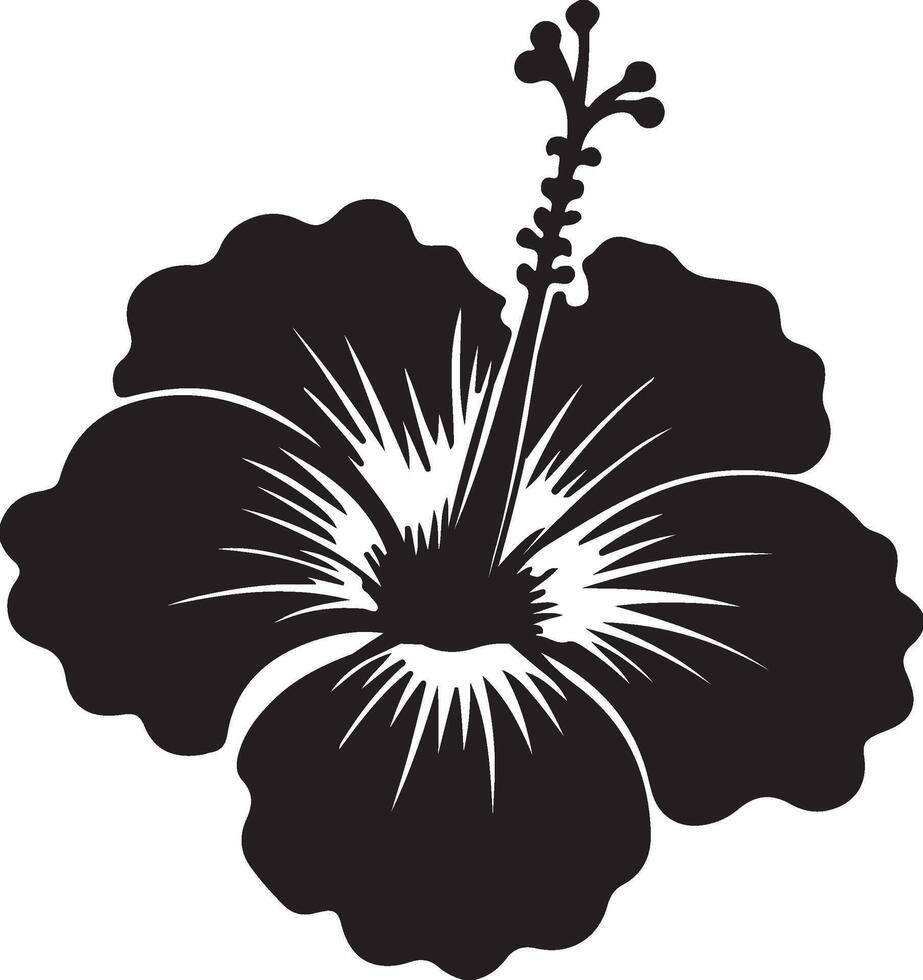 black hibiscus flower silhouette illustration vector