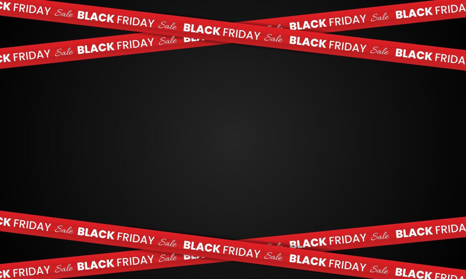 Red ribbons for the Black Friday sale on a black background. Crossed ribbon with Black Friday sale lettering. Discount area ribbons. Design elements for an advertisement, online store, or website. vector