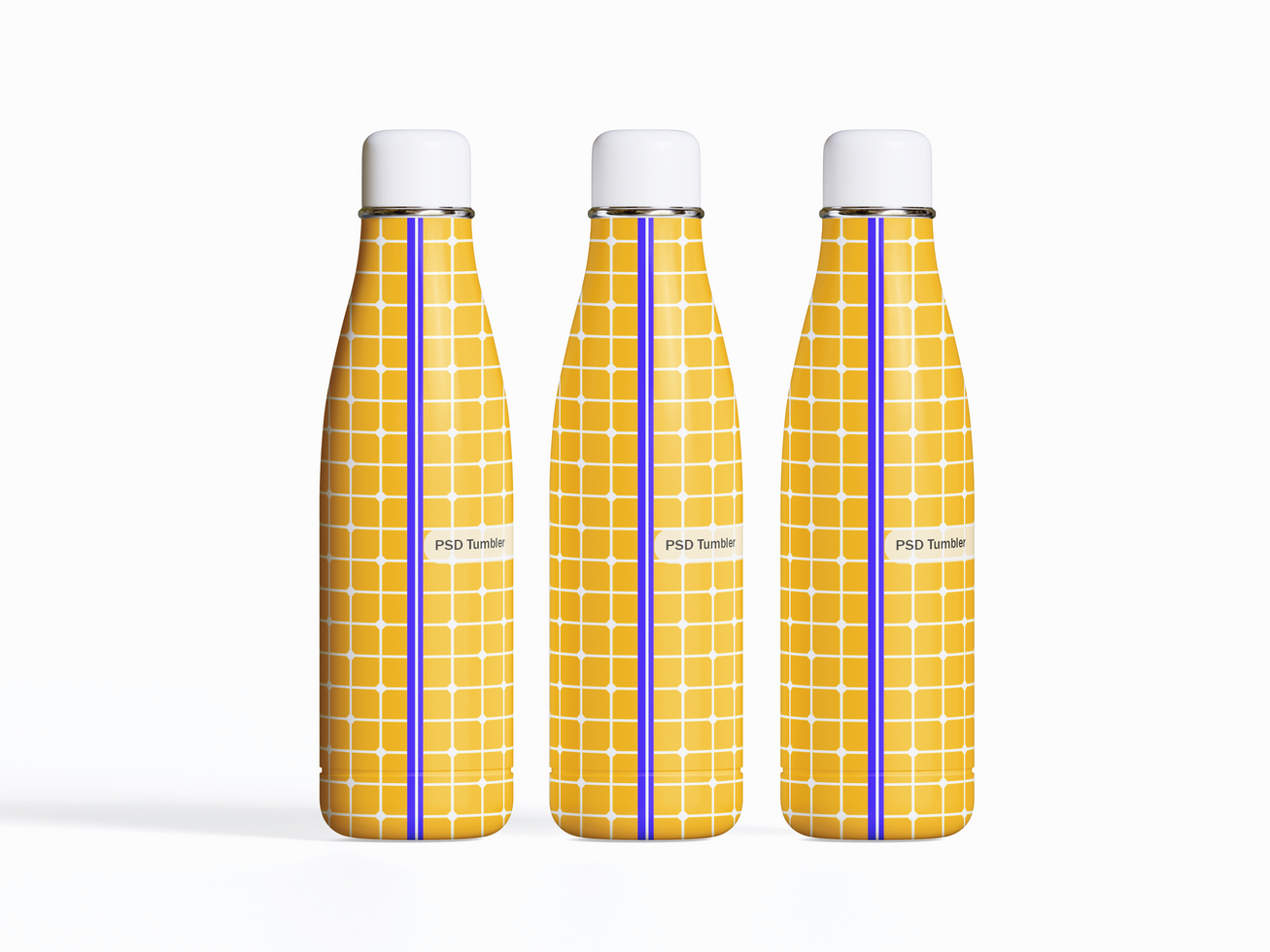 Three Tumbler Bottle Mockup psd