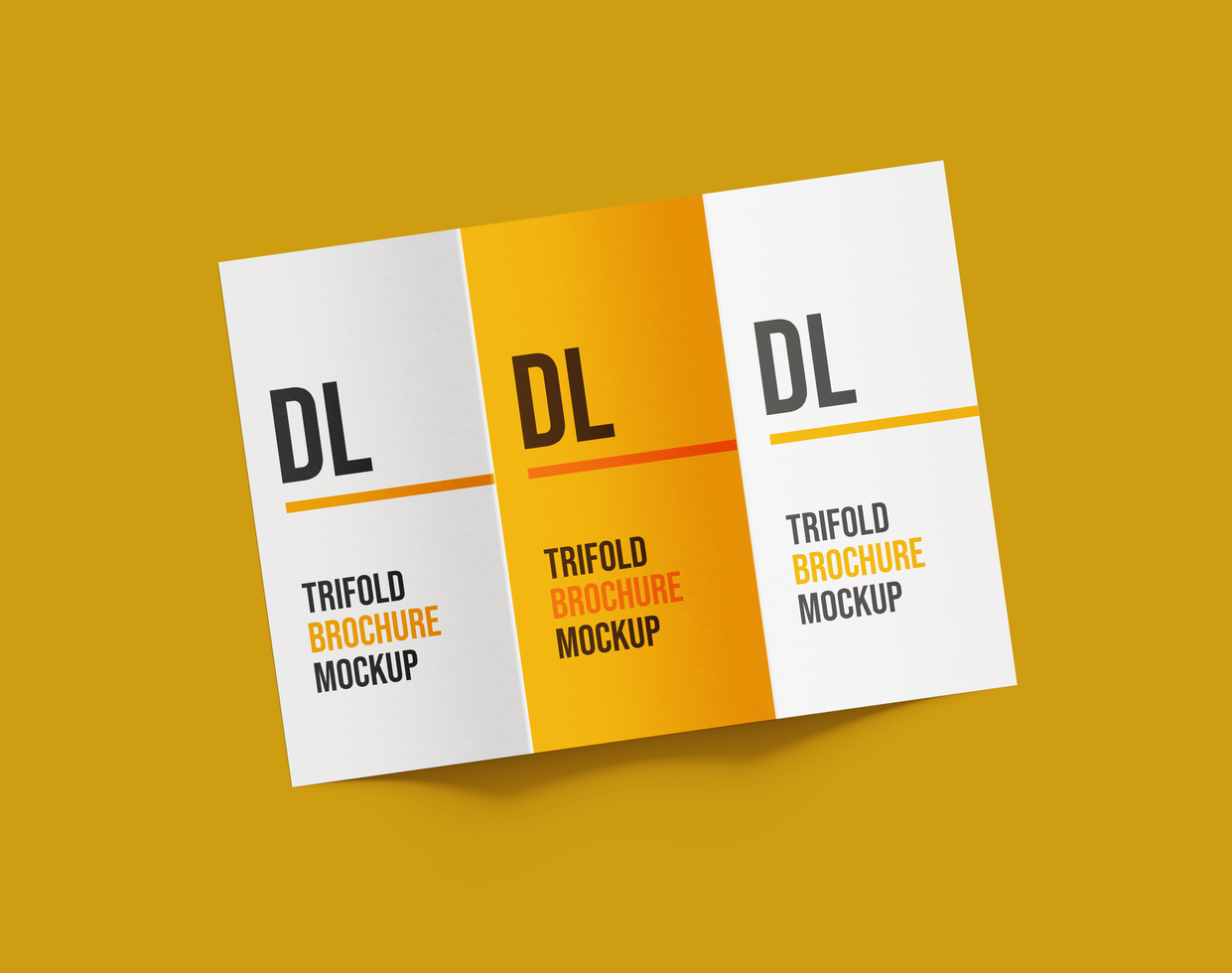 Realistic trifold brochure or invitation mockup for the outside part psd