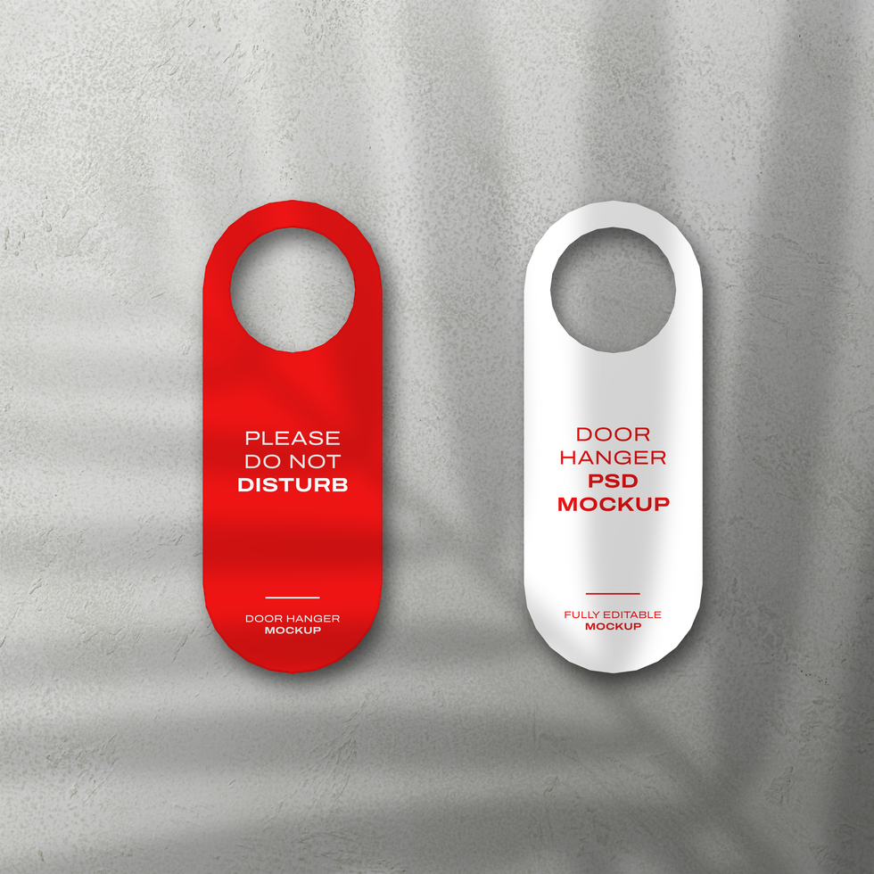 Fully editable rounded door hanger mockup template psd