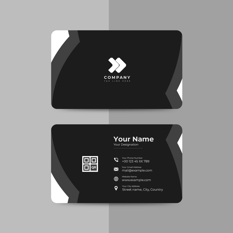 modern business card template with black and white design psd