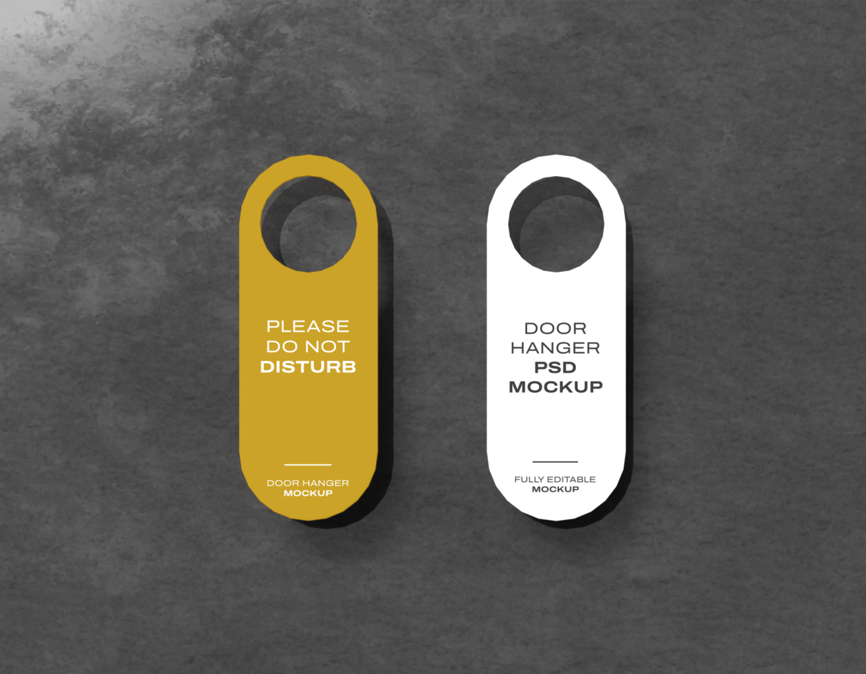 Realistic fully editable rounded door hanger mockup psd