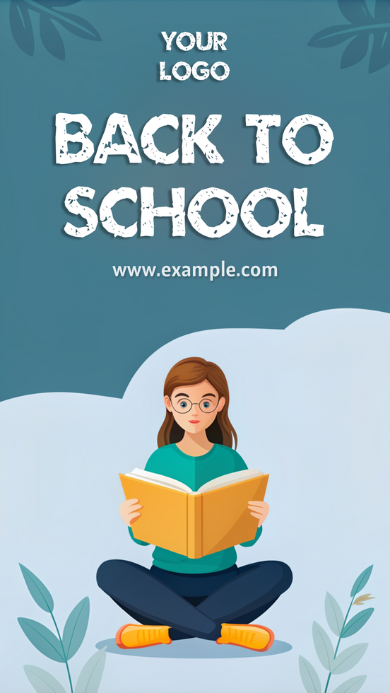 Student reading a book while preparing for back-to-school season psd