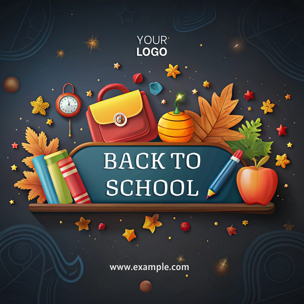 Colorful back to school display with books, apple, and autumn leaves psd