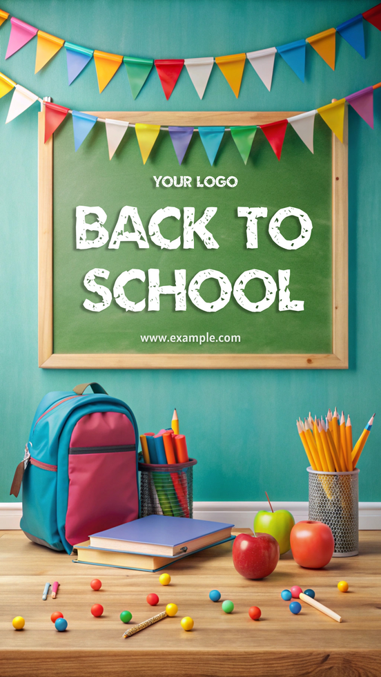 Colorful classroom setup for back-to-school preparations in September psd
