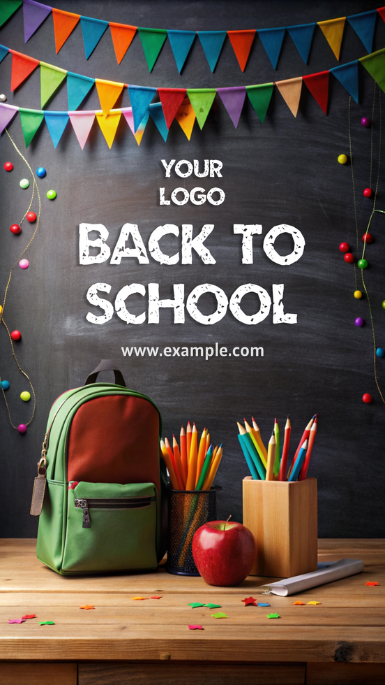 Bright back-to-school display of supplies on a desk psd