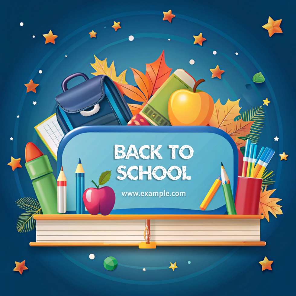 Back to school supplies and accessories display for new semester psd