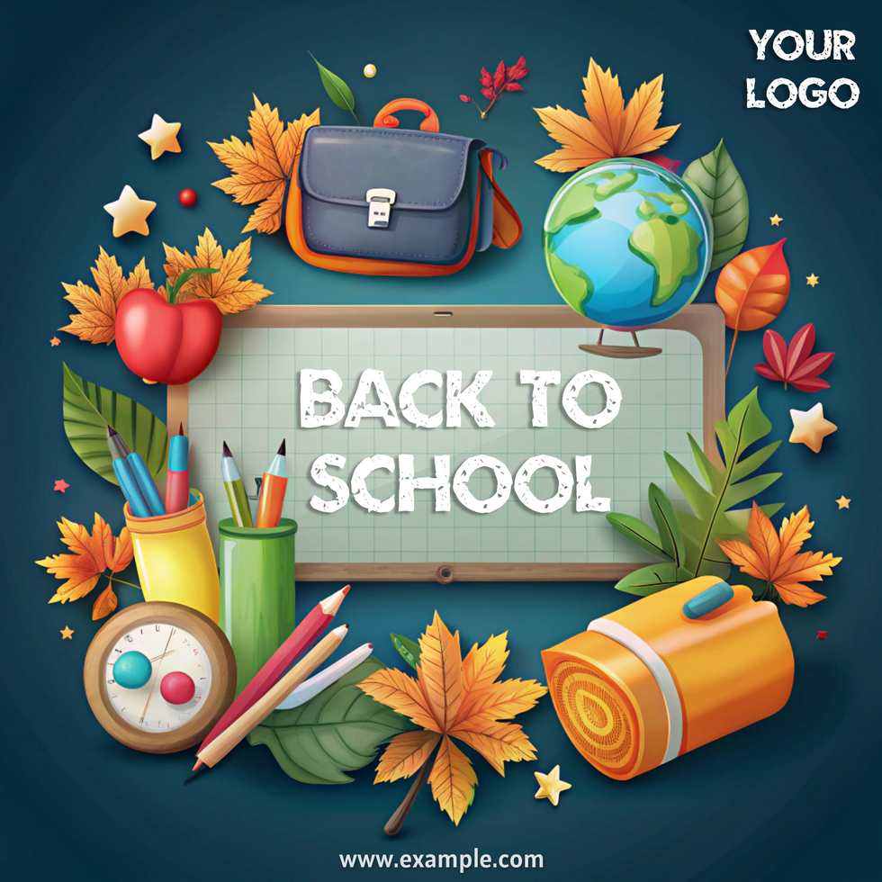 Colorful school collage with stationery and globe on dark background psd
