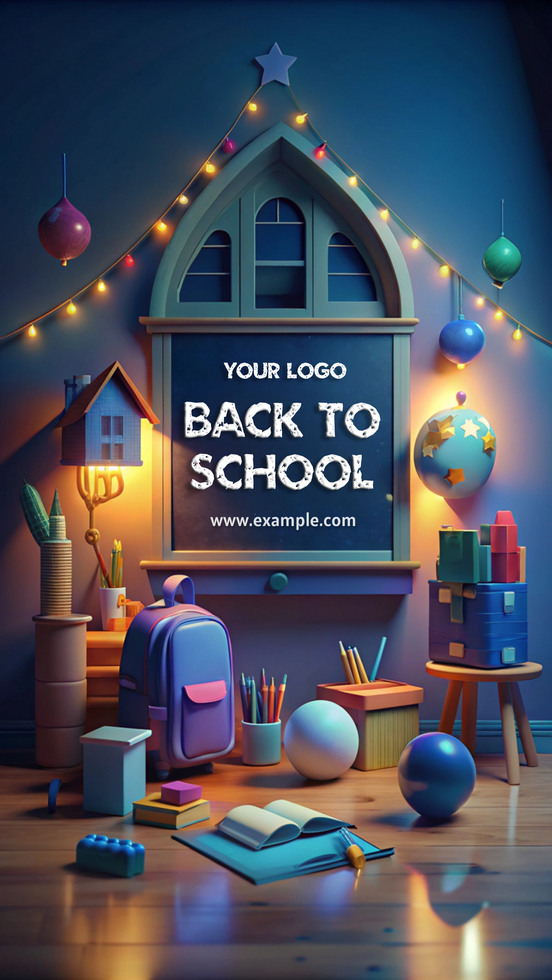 Colorful back-to-school setup with learning tools in a cozy room psd