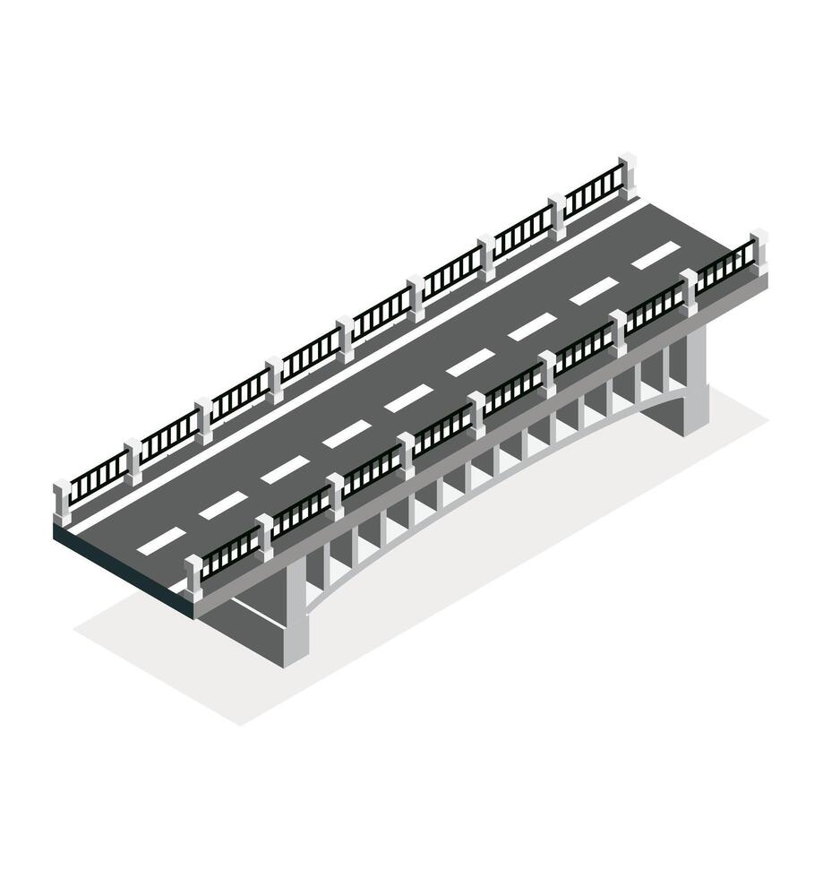 Isometric bridge. Road icon. Urban infrastructure. Highway bridge. vector