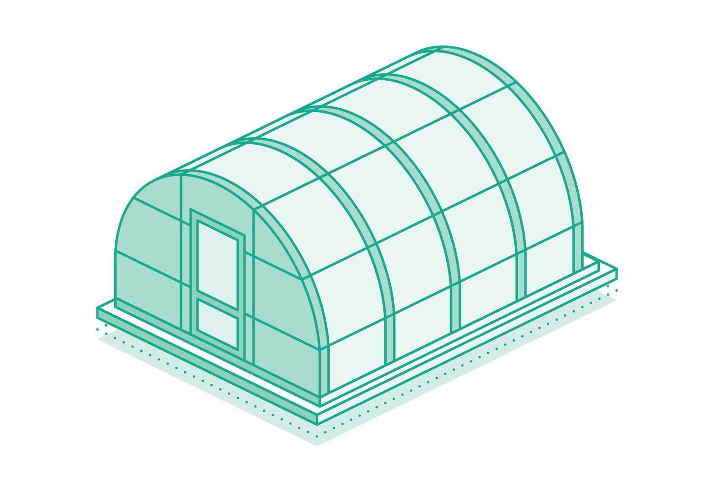Isometric greenhouse. Farming and horticulture concept. Closed door. Outline object isolated on white background. Glass house. vector