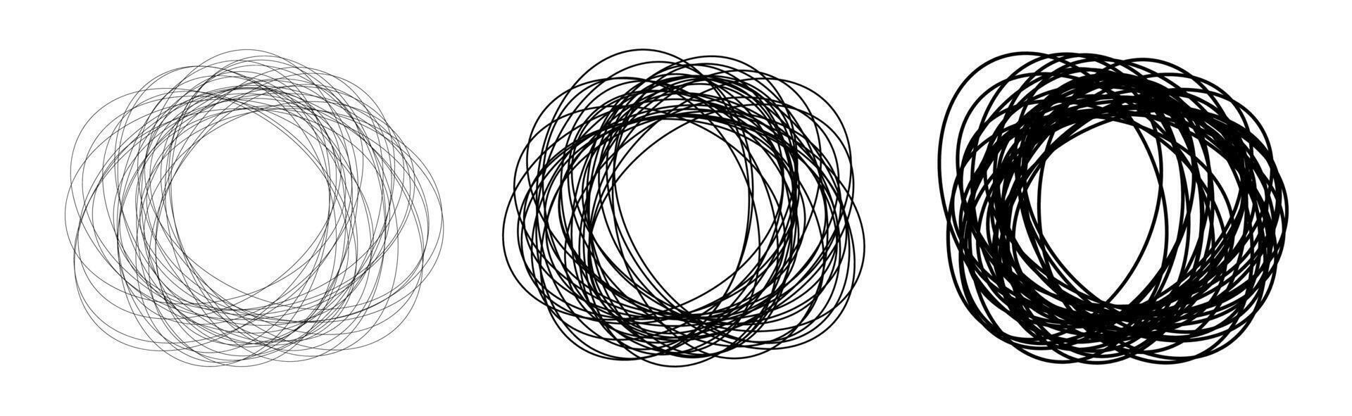 Three circular overlapping line patterns in increasing thickness vector