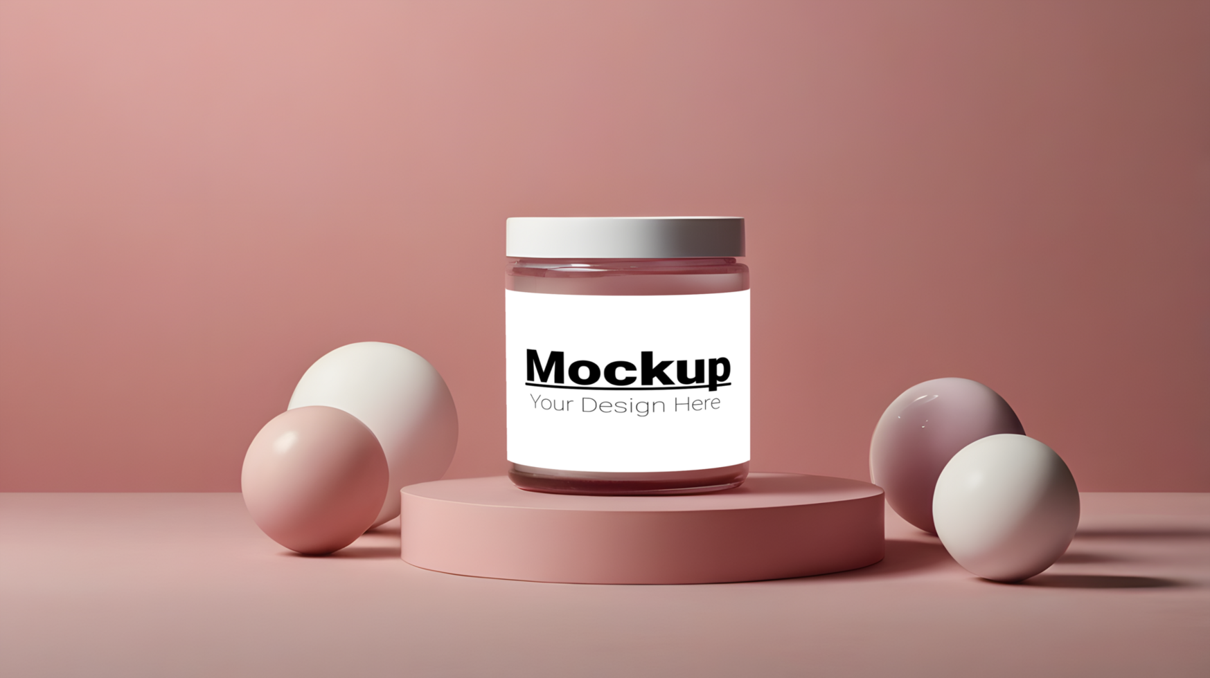 Mockup of a cream jar on a pink advertising background psd