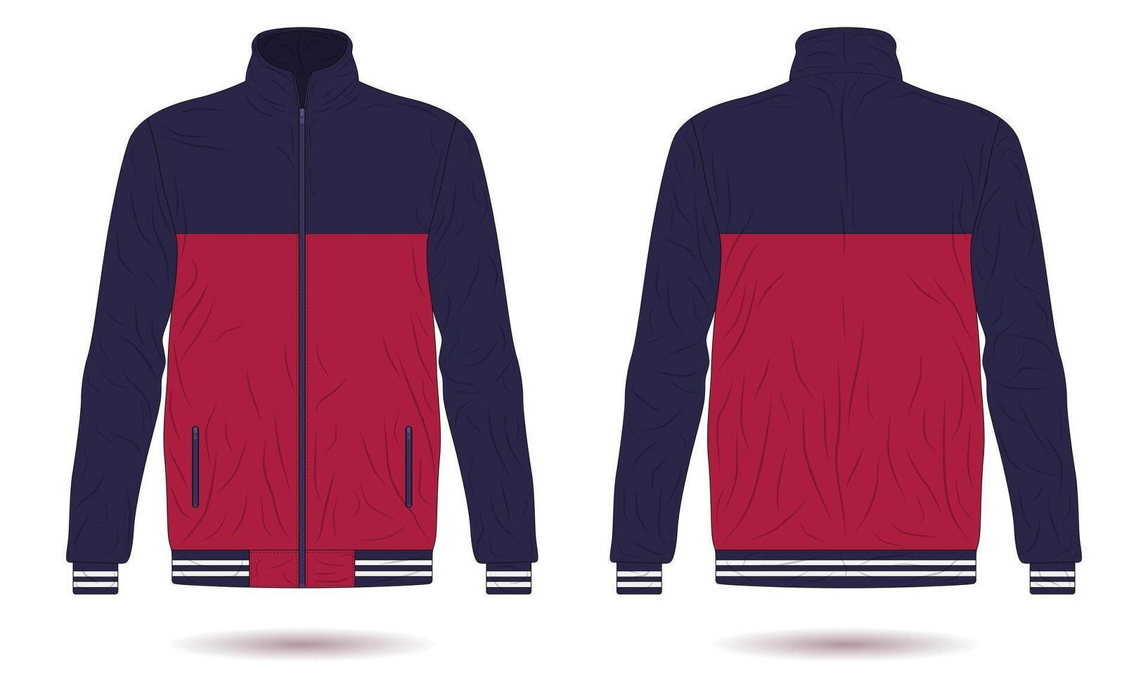 Modern sports training jacket mockup front and back view vector