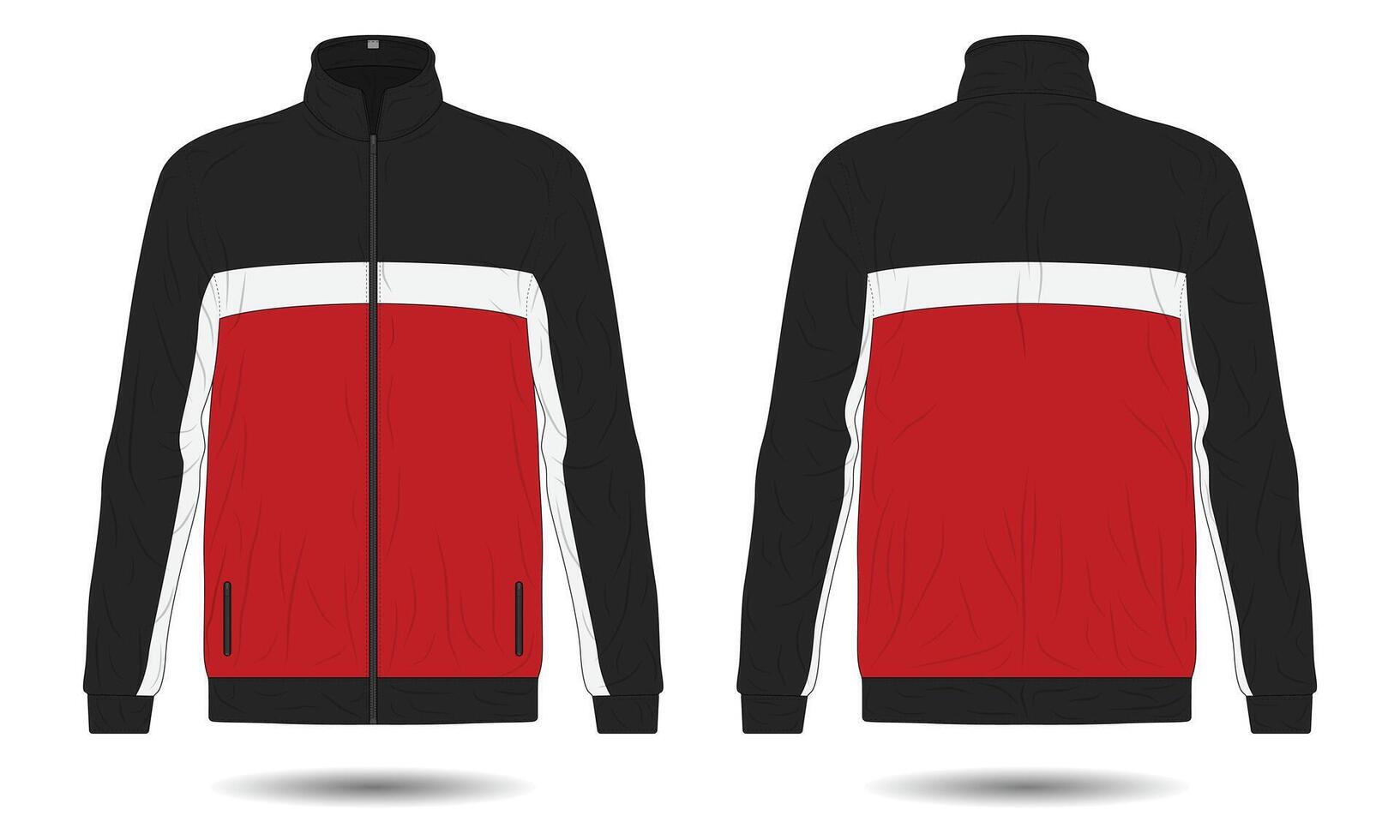 Mockup of sports training jacket front and back view vector