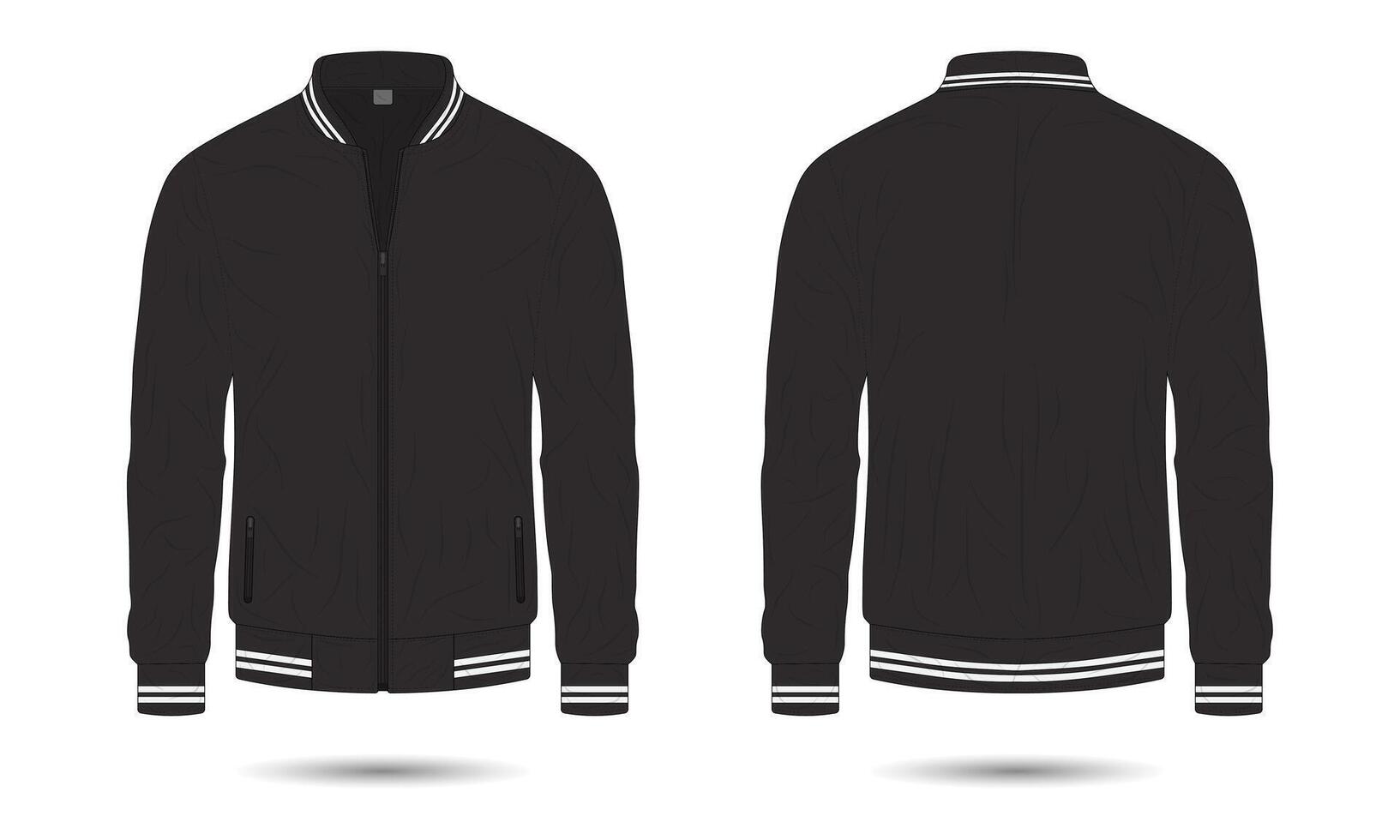 Black bomber jacket mockup front and back view vector