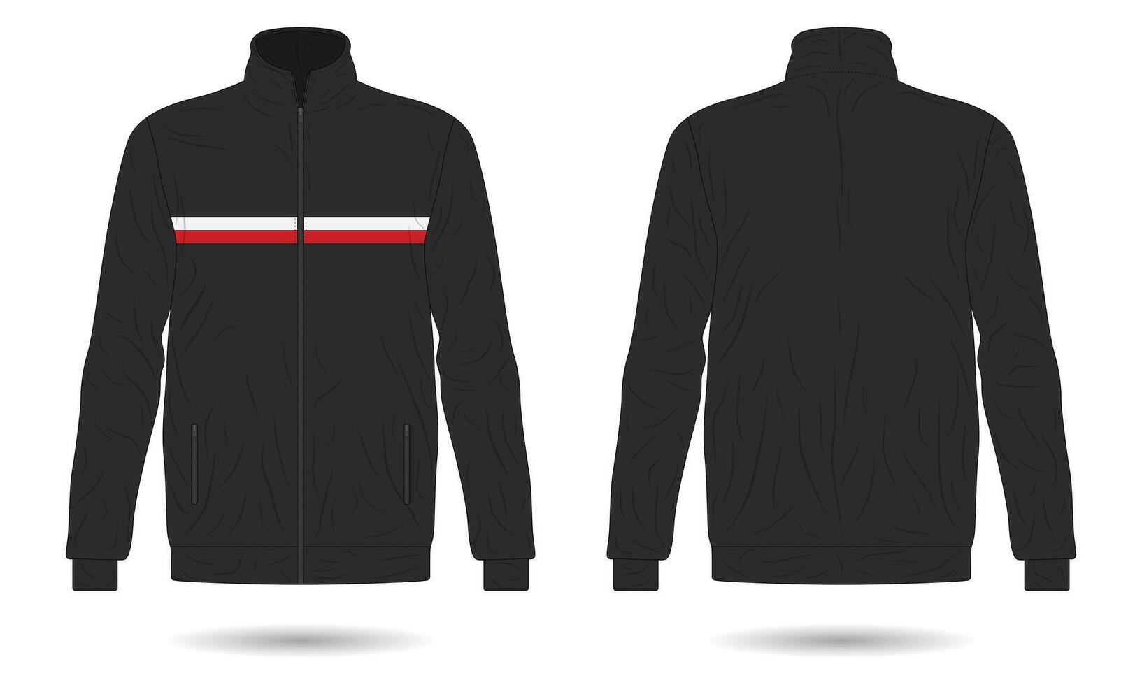 Black sports training jacket mockup vector