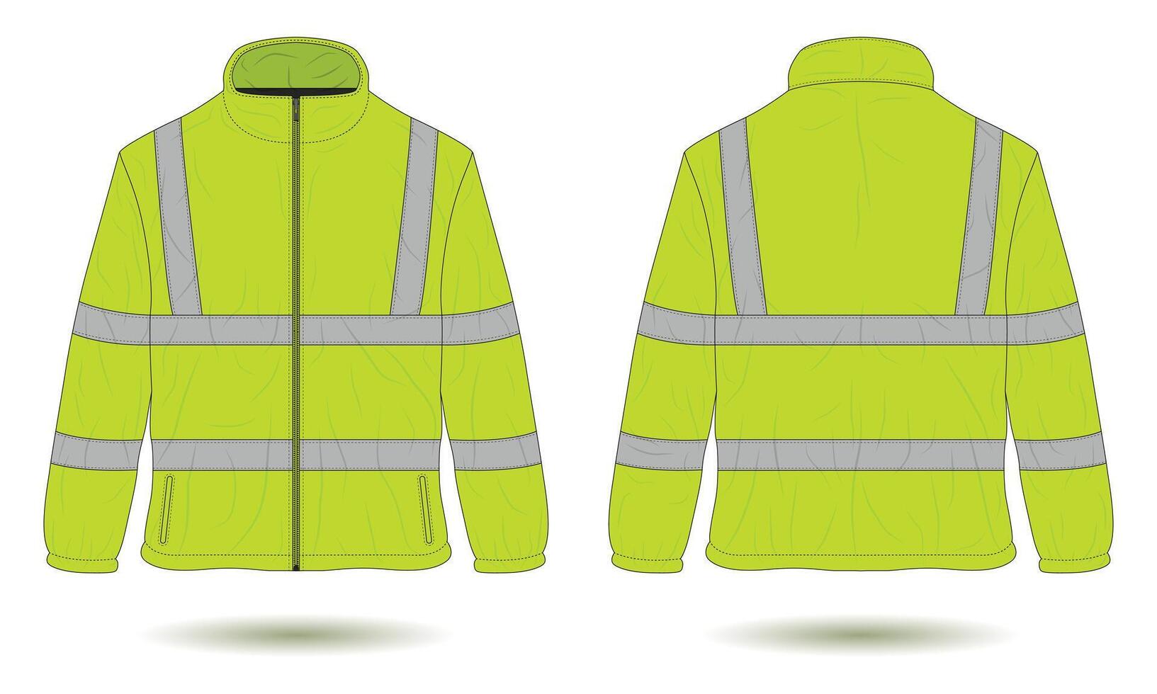 Hi vis workwear jacket mockup front and back view vector
