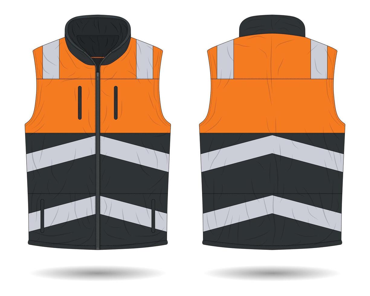 Hi vis vest workwear mockup front and back view vector