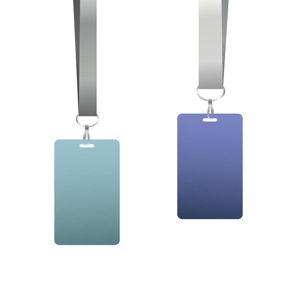 Blank ID card mockup with lanyard vector