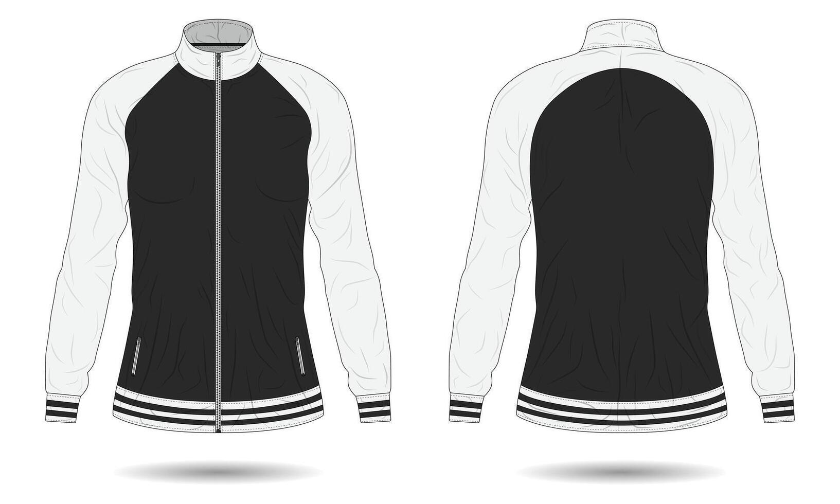 Black and white women sports training jacket mockup vector