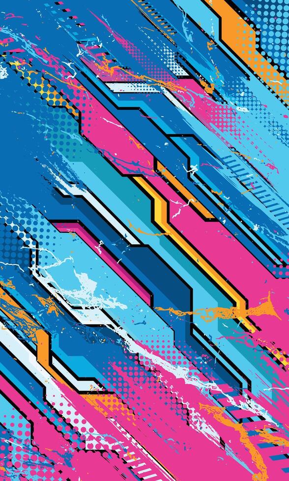 Abstract geometric modern background with grunge brush strokes for sublimation jersey vector