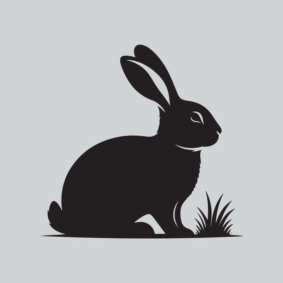 A Bunny silhouette design with grass vector