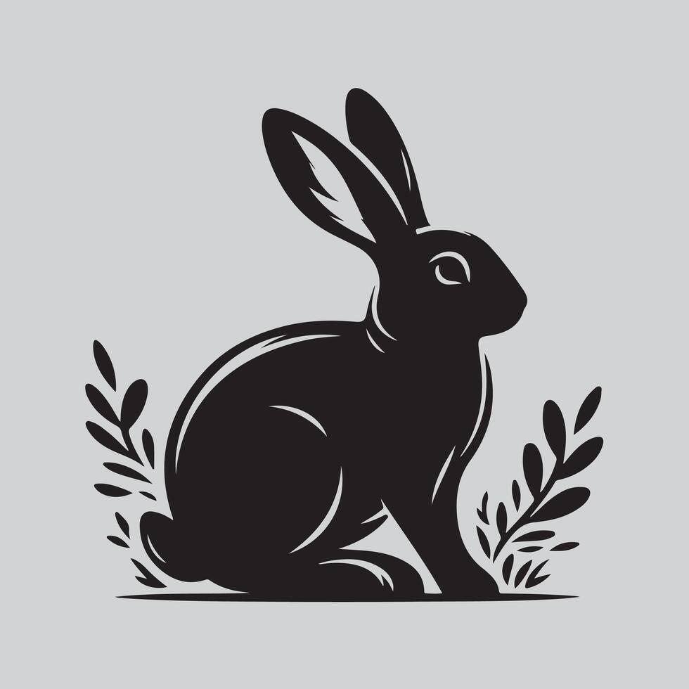 A Bunny silhouette design with leaf vector