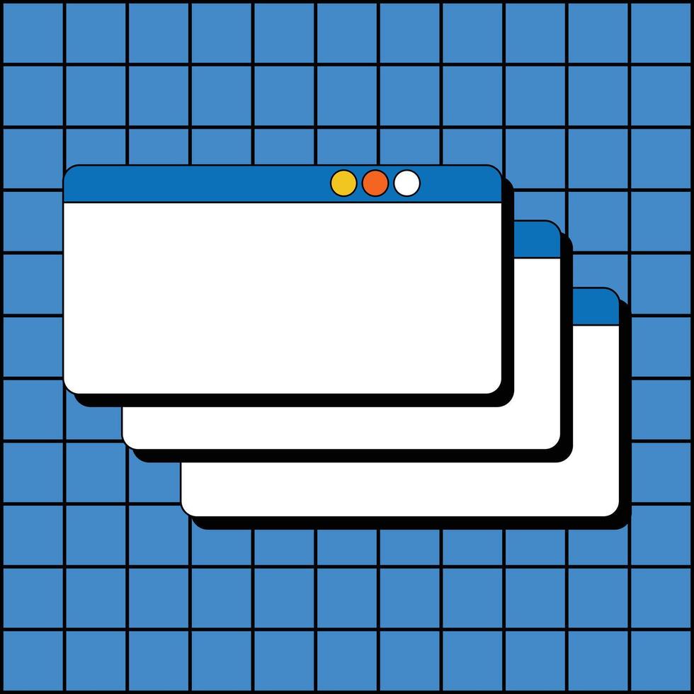 Set Of Desktop Browser and Window Templates. Computer User Interface Elements and Vintage Aesthetic Icons. vector
