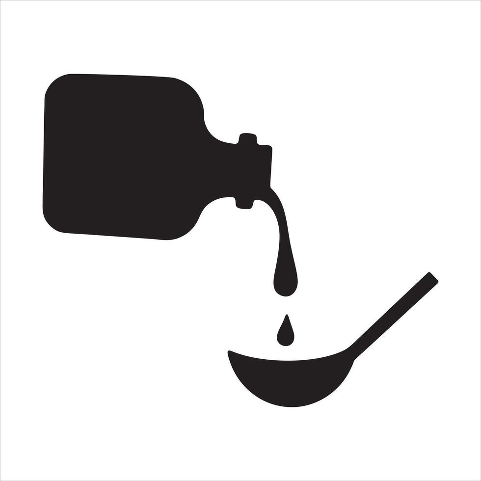 Silhouette of Liquid Medicine Being Poured into Spoon Icon vector