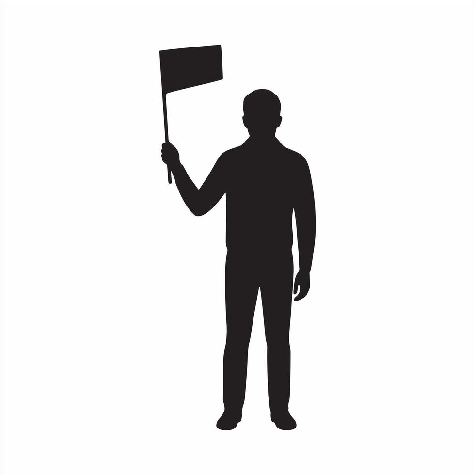 Silhouette of a Man Holding a Flag Graphic vector