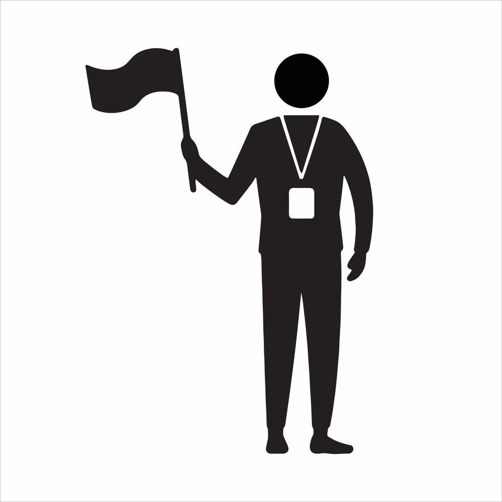 Heroic Black and White Silhouette of a Man with Flag vector