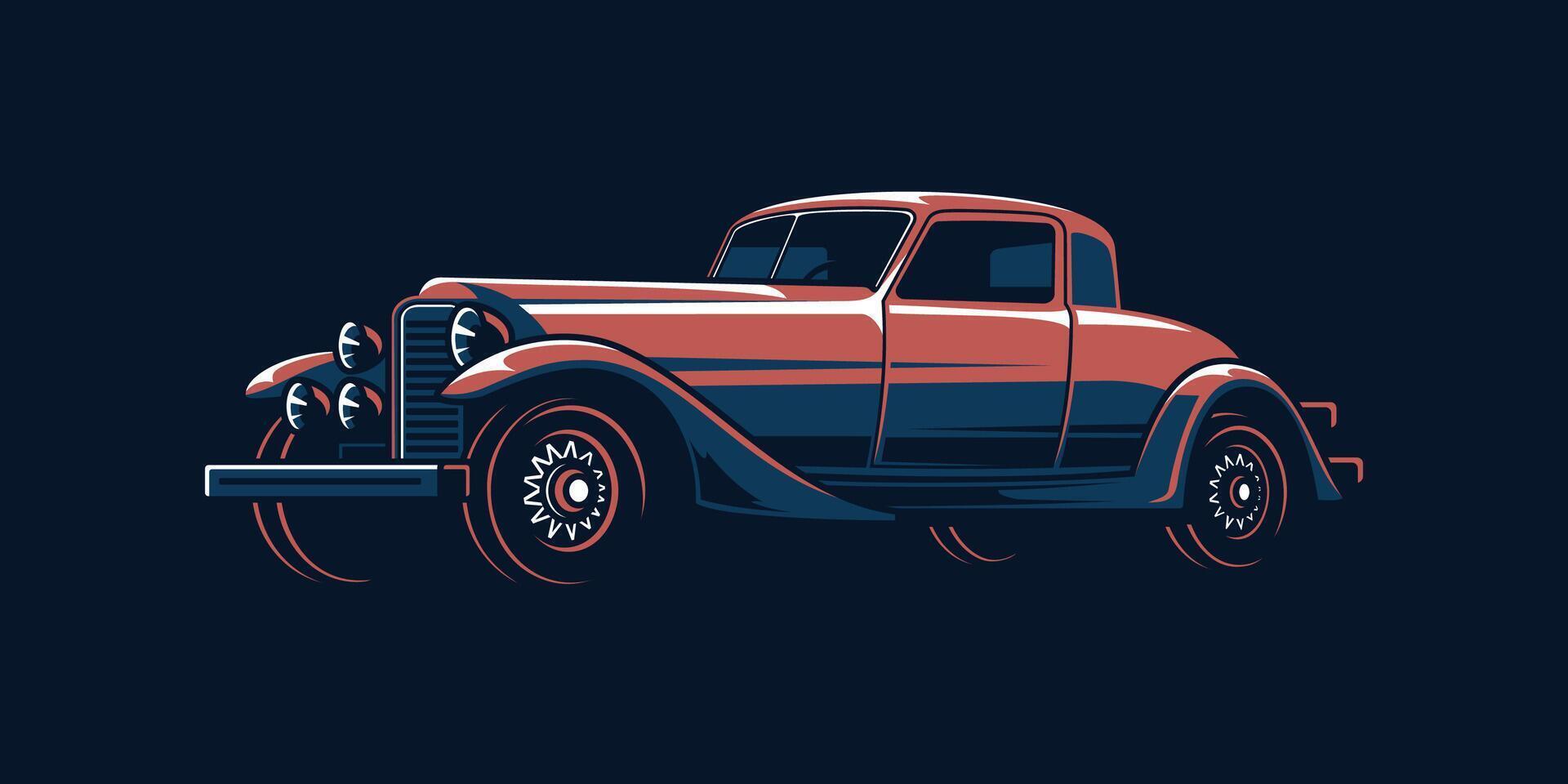 An old car on a dark background vector