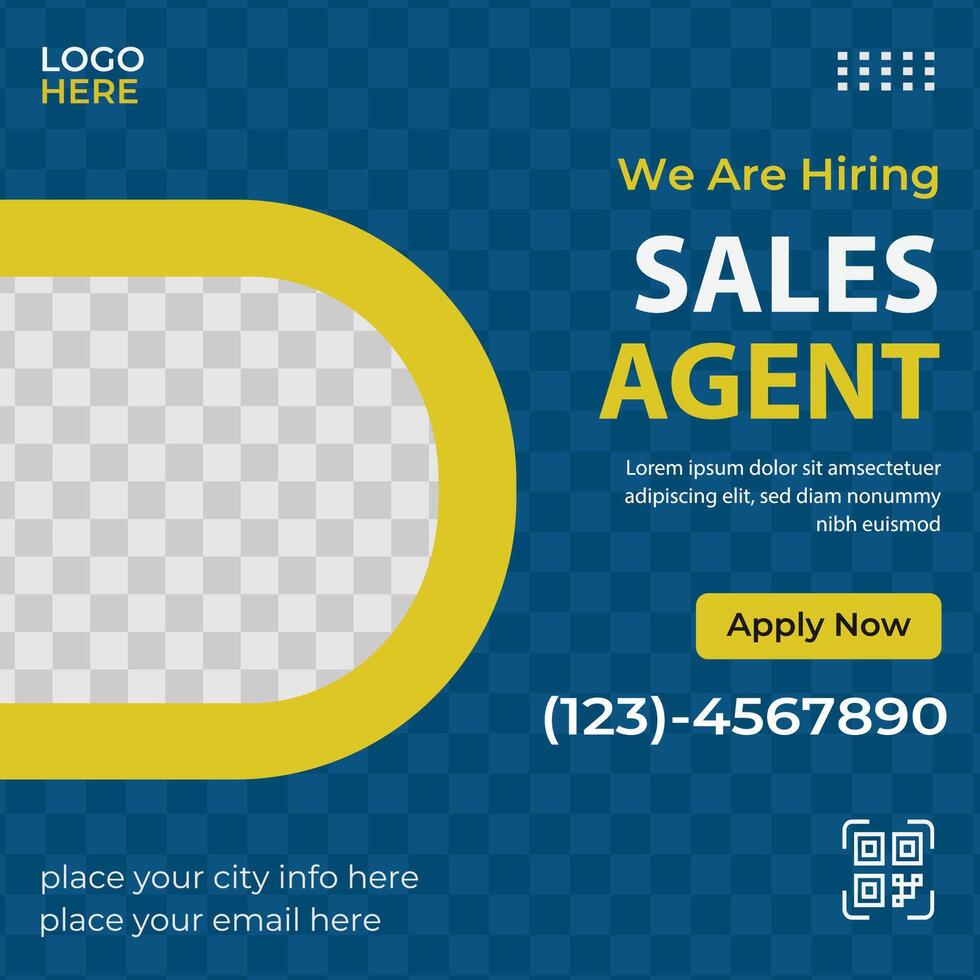 Creative Social Media Template design on Job Hiring vector