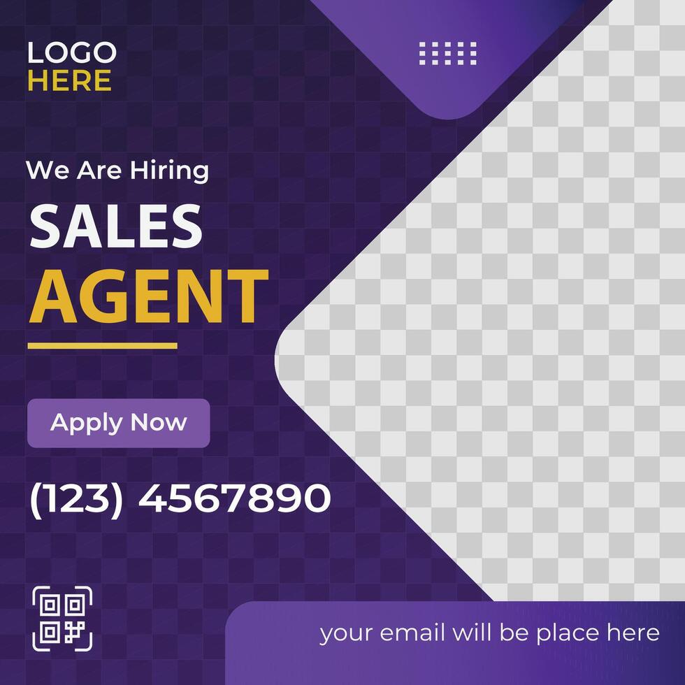 We are hiring template design for social media post vector