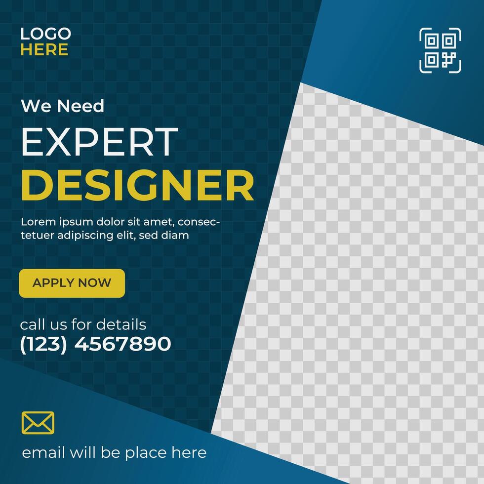 Creative modern social media template design for job hiring post vector