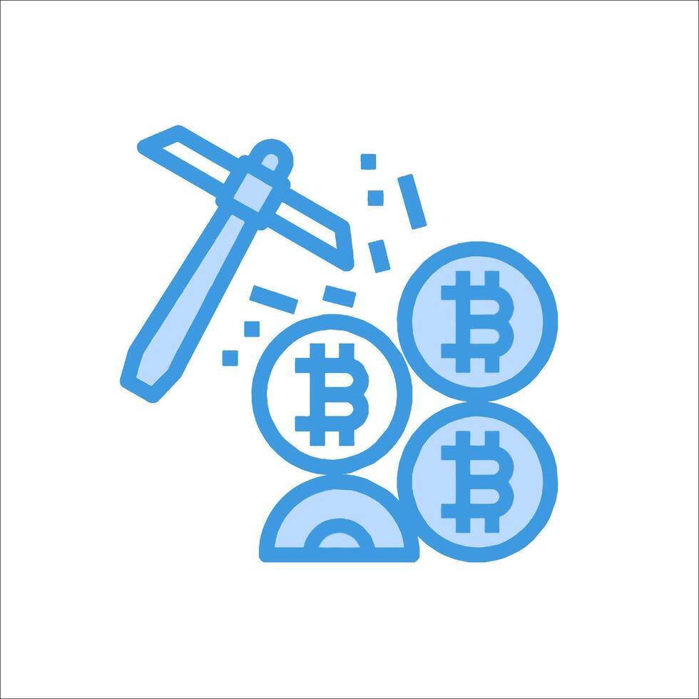 Bitcoin mining icon with hammer and coins vector
