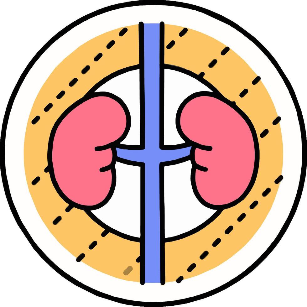 A cartoon kidney in a circle with a line through it vector