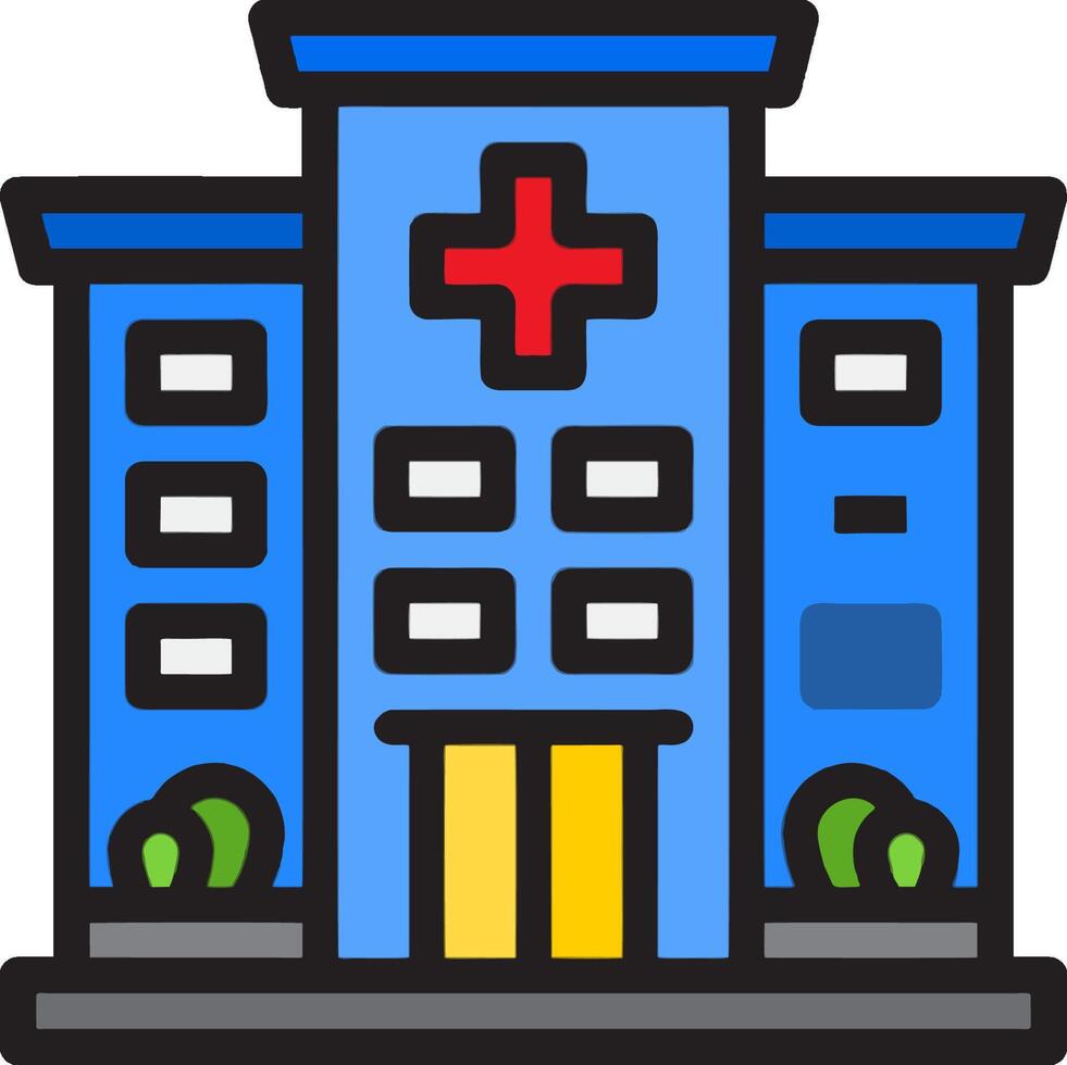 A hospital building with a cross on it vector