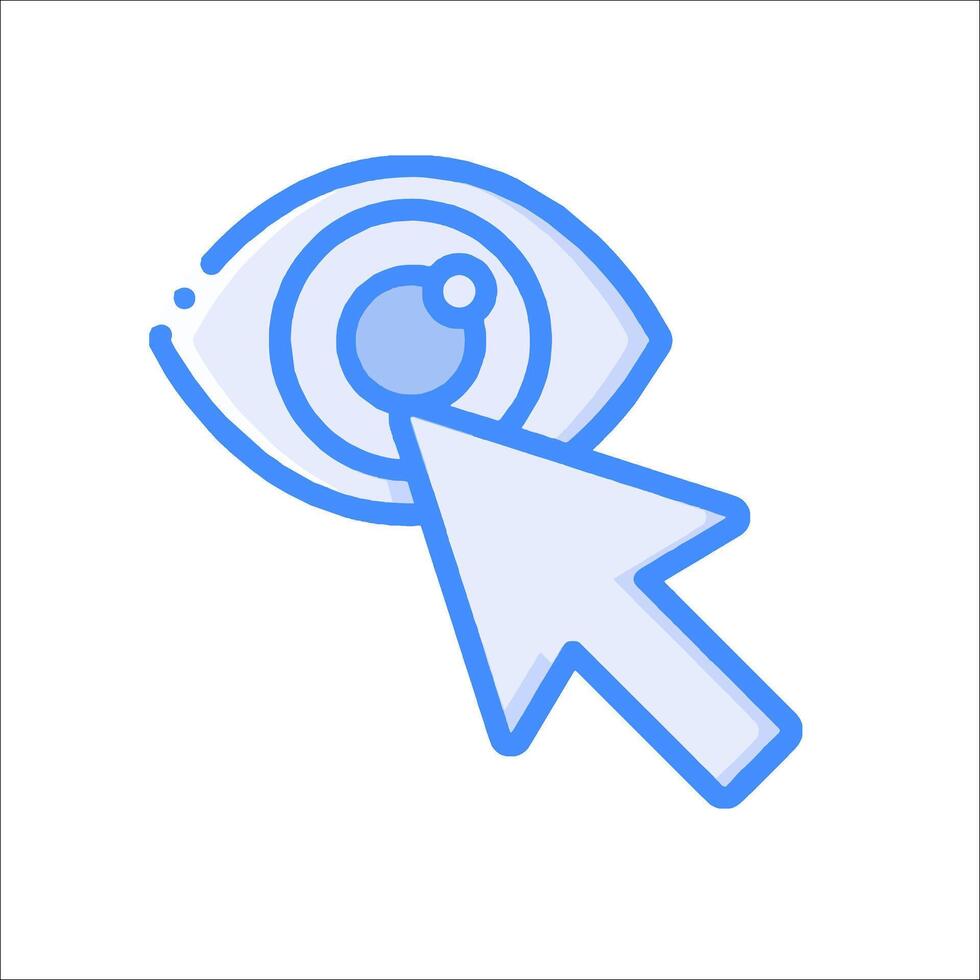 A blue eye with a mouse pointing to it vector